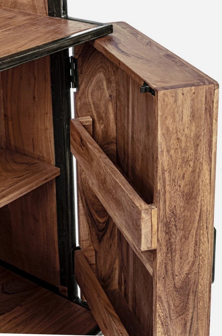 Mobile da bar "Elmer" con 2 ante, struttura in legno d'acacia, da 90 x 45 x 167 cm in Moduli componibili Decor Space - Altamura, commercioVirtuoso.it