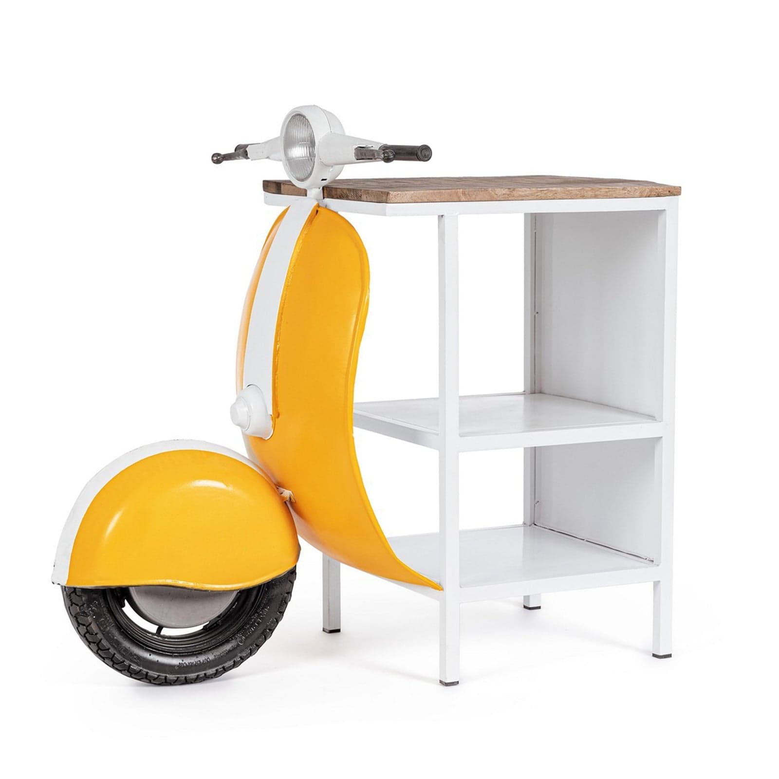 Consolle da Bar "Vespa" con struttura in acciaio, piano in legno, da 104 x 94 x 65 cm - 24