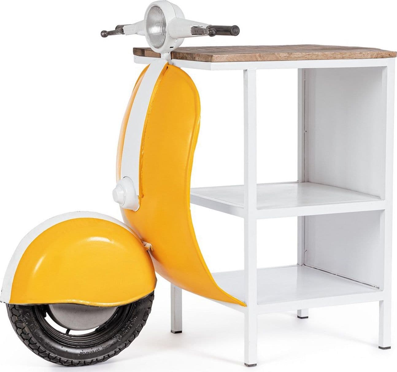 Consolle da Bar "Vespa" con struttura in acciaio, piano in legno, da 104 x 94 x 65 cm - 22