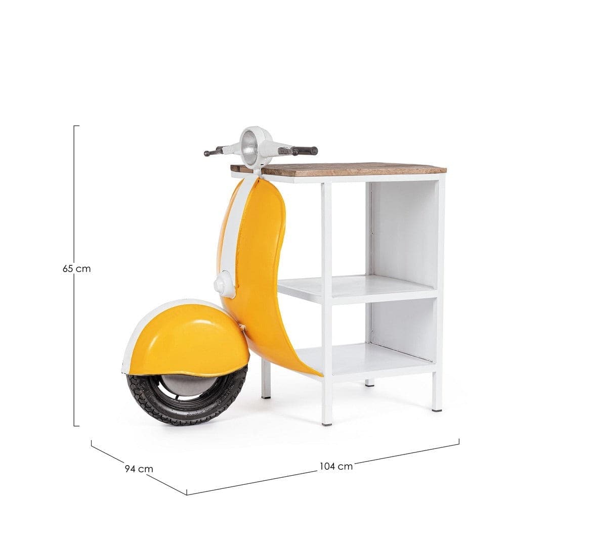 Consolle da Bar "Vespa" con struttura in acciaio, piano in legno, da 104 x 94 x 65 cm - 23