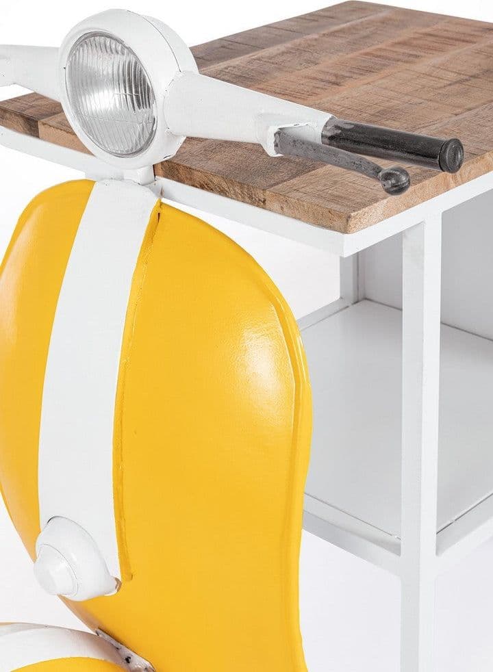 Consolle da Bar "Vespa" con struttura in acciaio, piano in legno, da 104 x 94 x 65 cm - 27