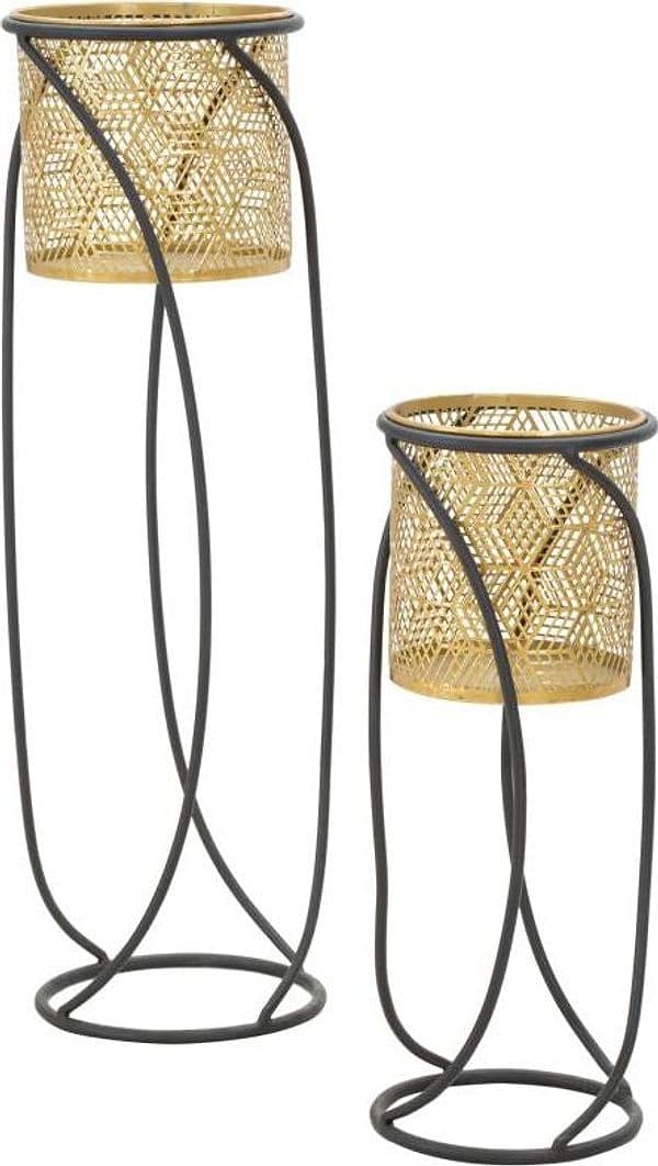 Coppia porta vasi "Curvy" con supporto in metallo per interni set da 2 in Portavasi Decor Space - Altamura, commercioVirtuoso.it