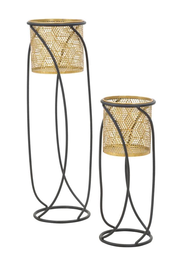 Coppia porta vasi "Curvy" con supporto in metallo per interni set da 2 in Portavasi Decor Space - Altamura, commercioVirtuoso.it