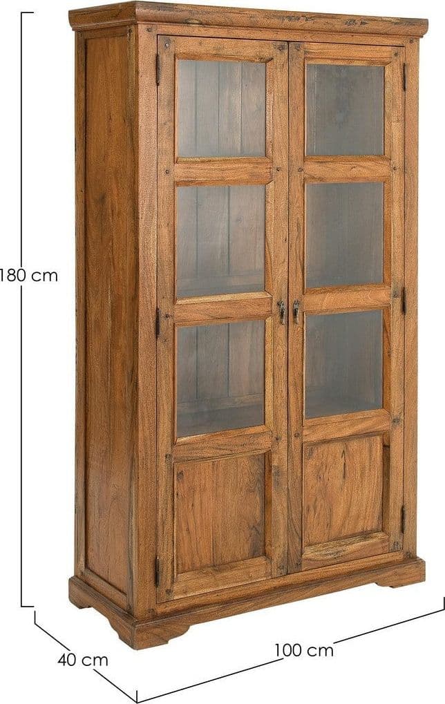 Vetrina "Chateaux Big" in legno di acacia indiano massiccio, 100 x 40 x 180 cm in Vetrinette Decor Space - Altamura, commercioVirtuoso.it