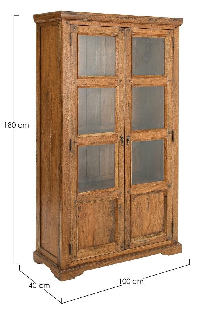 Vetrina "Chateaux Big" in legno di acacia indiano massiccio, 100 x 40 x 180 cm in Vetrinette Decor Space - Altamura, commercioVirtuoso.it
