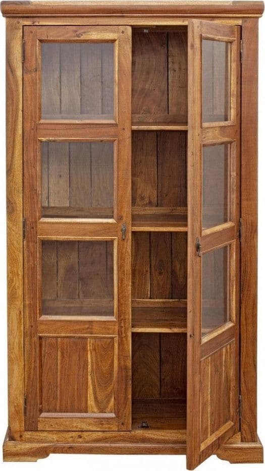 Vetrina "Chateaux Big" in legno di acacia indiano massiccio, 100 x 40 x 180 cm in Vetrinette Decor Space - Altamura, commercioVirtuoso.it