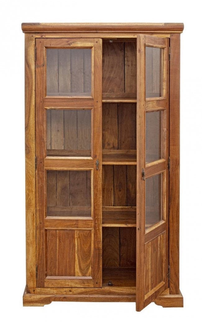 Vetrina "Chateaux Big" in legno di acacia indiano massiccio, 100 x 40 x 180 cm in Vetrinette Decor Space - Altamura, commercioVirtuoso.it