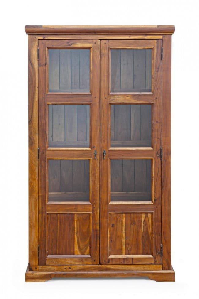 Vetrina "Chateaux Big" in legno di acacia indiano massiccio, 100 x 40 x 180 cm in Vetrinette Decor Space - Altamura, commercioVirtuoso.it