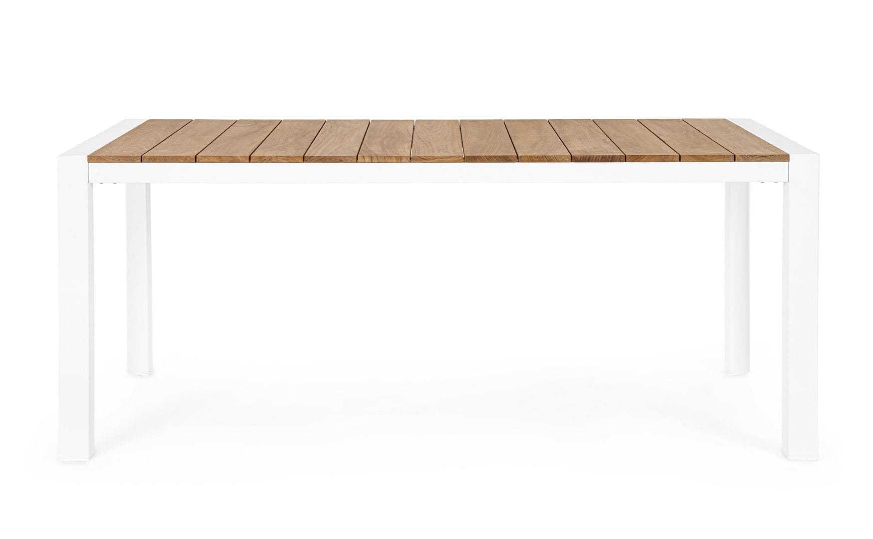 Tavolo "Cameron" con struttura in alluminio, piano in teak in Tavoli standard Decor Space - Altamura, commercioVirtuoso.it