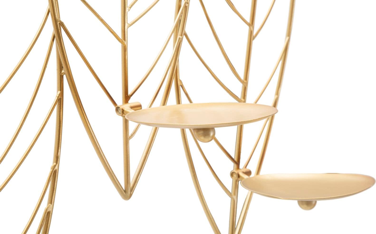 Porta candela da muro foglie con struttura in metallo color oro per interni in Portacandele a parete Decor Space - Altamura, commercioVirtuoso.it