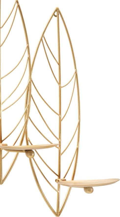 Porta candela da muro foglie con struttura in metallo color oro per interni in Portacandele a parete Decor Space - Altamura, commercioVirtuoso.it