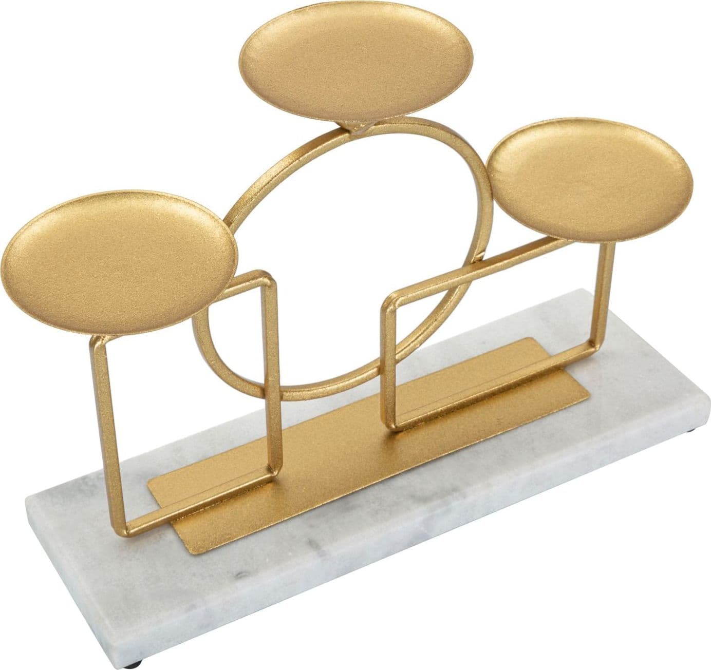 Porta candela figure geometriche struttura in metallo color oro e marmo per interni in Candelieri Decor Space - Altamura, commercioVirtuoso.it