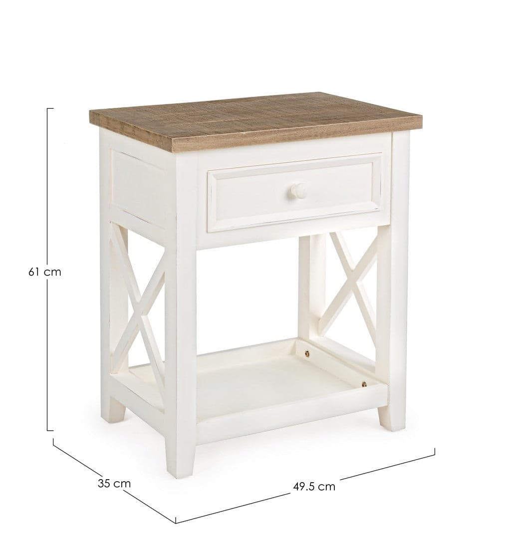 Comodino "Elvia" per camera, Struttura In Mdf, Piano In Legno Di Pino in Comodini Decor Space - Altamura, commercioVirtuoso.it