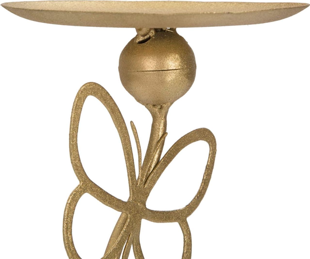 Porta candela base in marmo struttura in metallo color oro con farfalle per interni in Portacandele a colonna Decor Space - Altamura, commercioVirtuoso.it