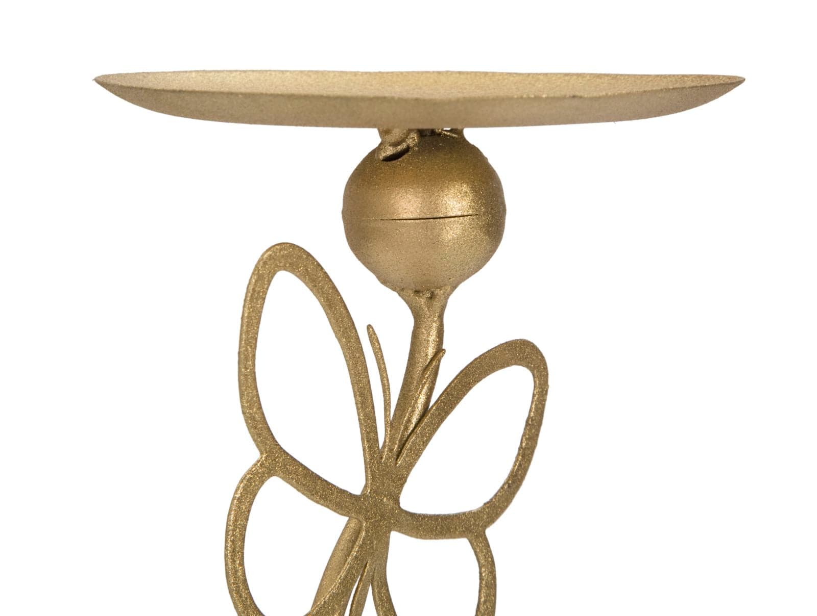 Porta candela base in marmo struttura in metallo color oro con farfalle per interni in Portacandele a colonna Decor Space - Altamura, commercioVirtuoso.it