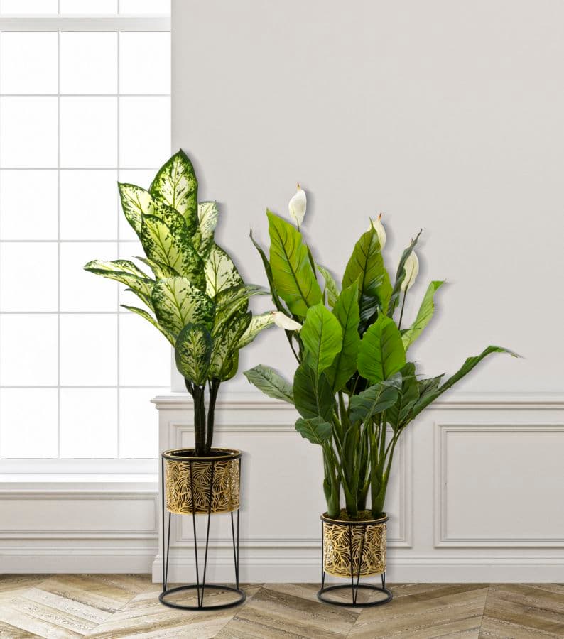 Porta vasi coppia struttura in metallo con supporto per interni set da 2 in Portavasi Decor Space - Altamura, commercioVirtuoso.it