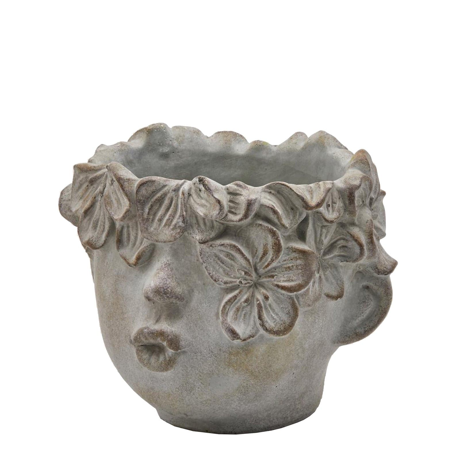Statua decorativa "Faces" testa con vaso da giardino per veranda in Cemento in Vasi tradizionali Decor Space - Altamura, commercioVirtuoso.it
