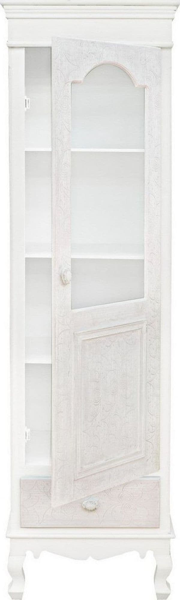 Vetrina "Clorine" da 1 anta e 1 cassetto in MDF, con ripiani, color bianco, per interno in Vetrinette Decor Space - Altamura, commercioVirtuoso.it