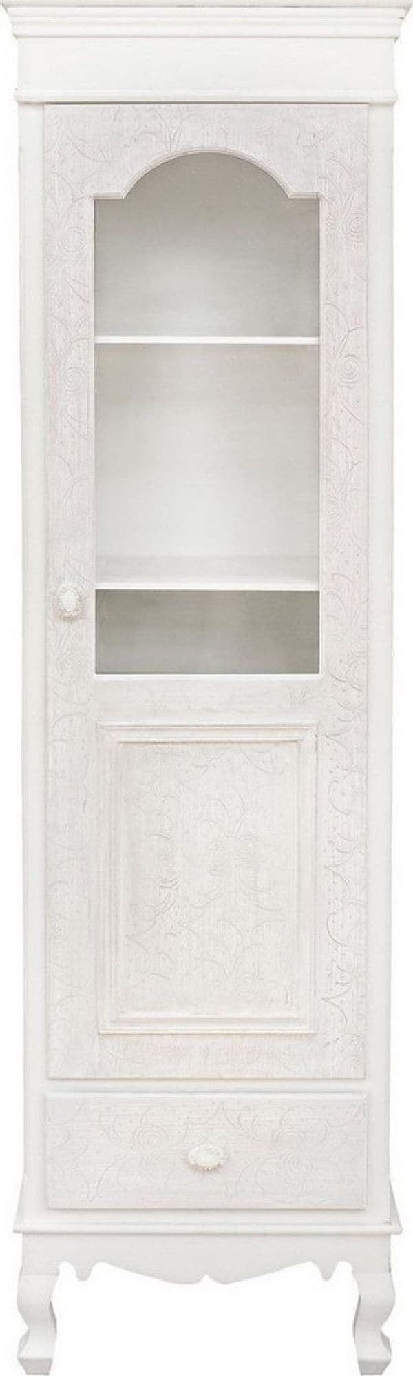 Vetrina "Clorine" da 1 anta e 1 cassetto in MDF, con ripiani, color bianco, per interno in Vetrinette Decor Space - Altamura, commercioVirtuoso.it