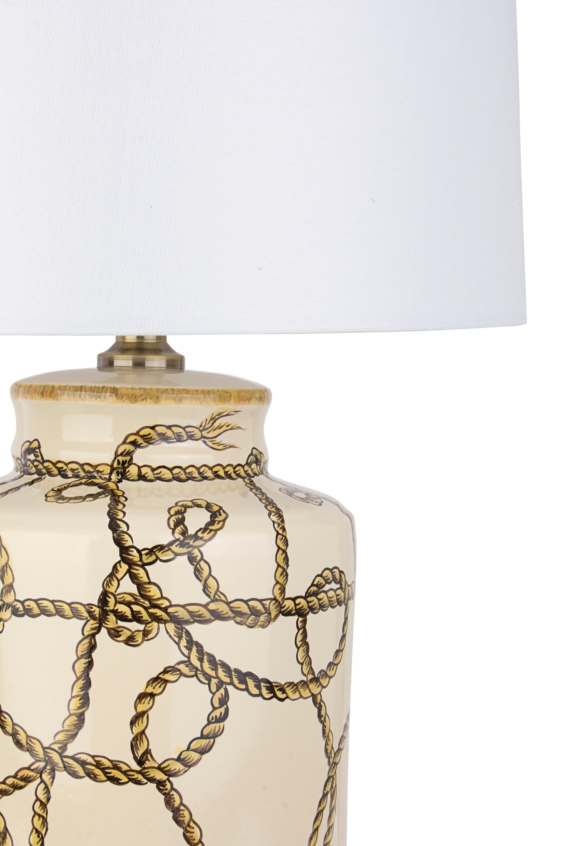 Lampada da tavolo "Nappa" in porcellana e poliestere h 63 cm in Lampade da tavolo e abat-jour Decor Space - Altamura, commercioVirtuoso.it