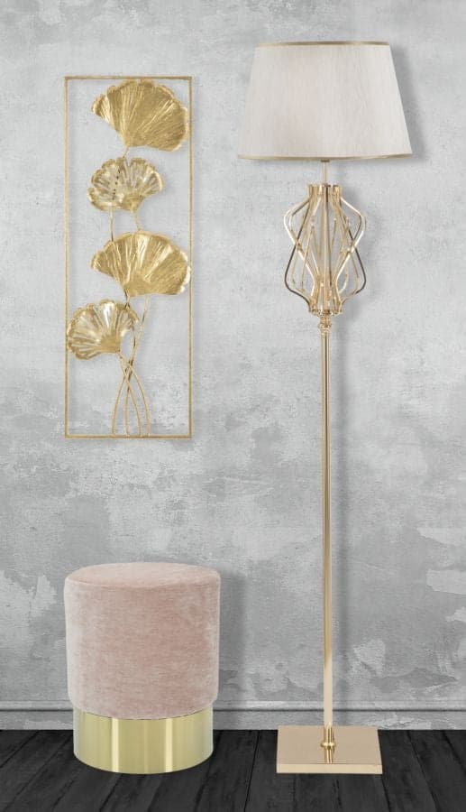Lampada struttura in metallo e poliestere colore crema e oro per interni in Lampade da terra Decor Space - Altamura, commercioVirtuoso.it