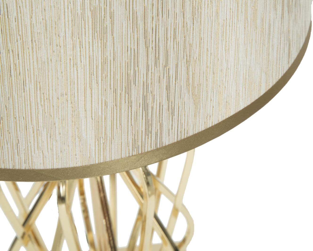 Lampada struttura in metallo e poliestere colore crema e oro per interni in Lampade da terra Decor Space - Altamura, commercioVirtuoso.it