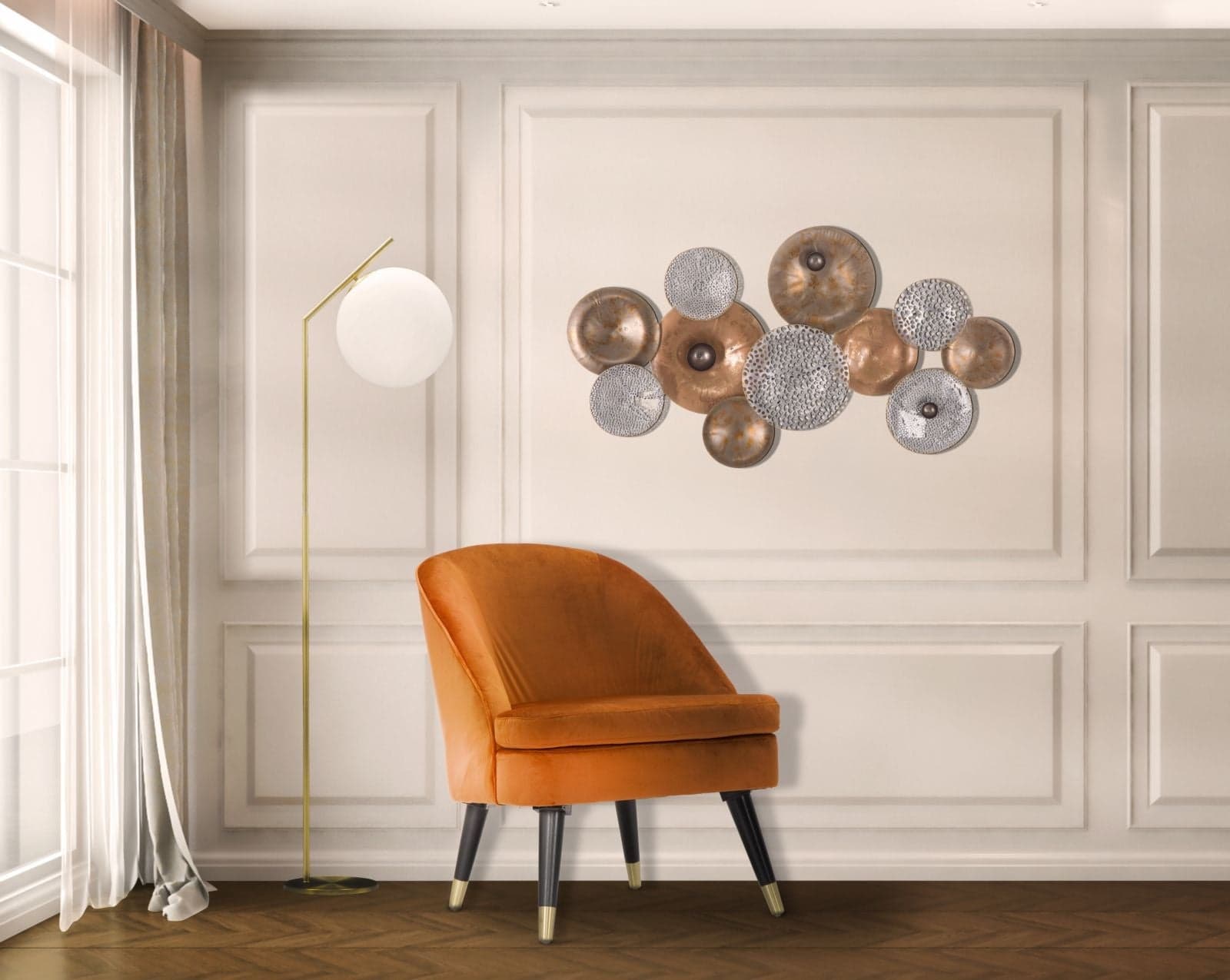 Lampada da terra "Glamy" struttura in metallo e vetro per interni in Lampade da terra Decor Space - Altamura, commercioVirtuoso.it