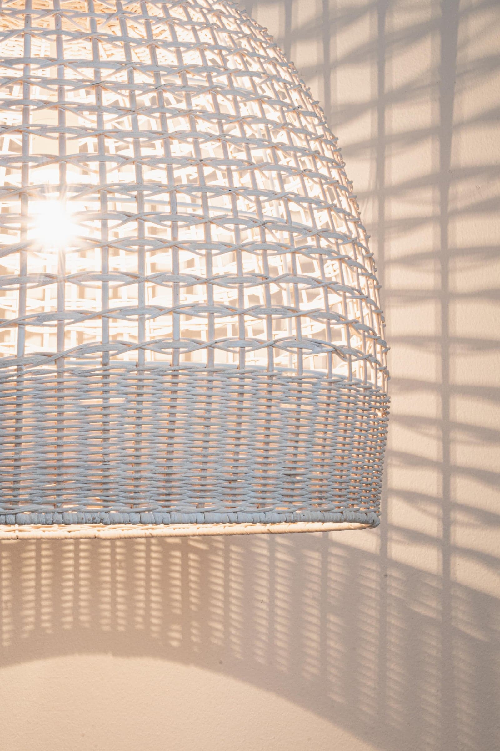 Lampadario "Siwa" in acciaio e rattan d 53 cm - 8