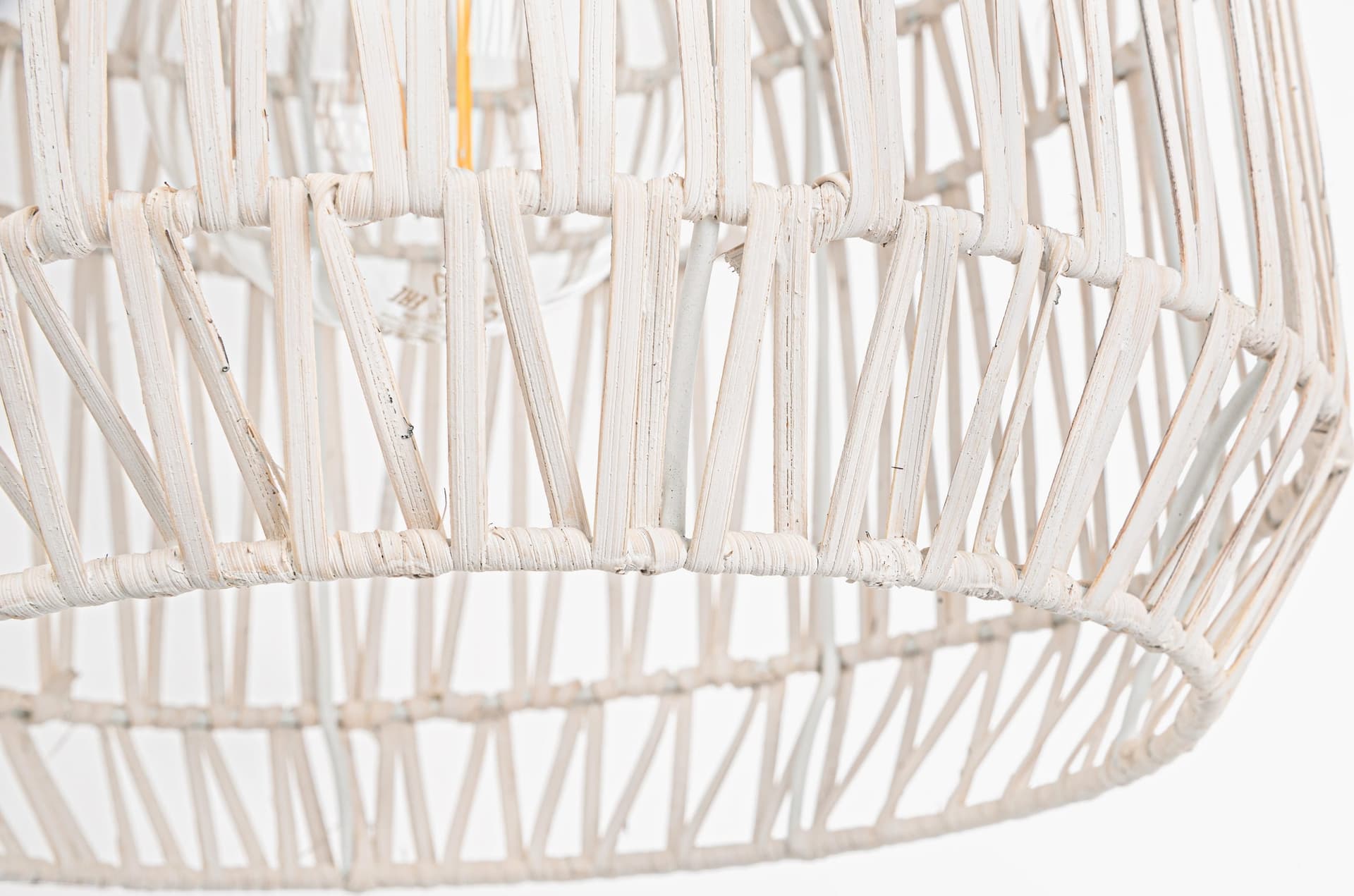 Lampadario "Altek" bianco in metallo e vimine d 28.5 cm - 2