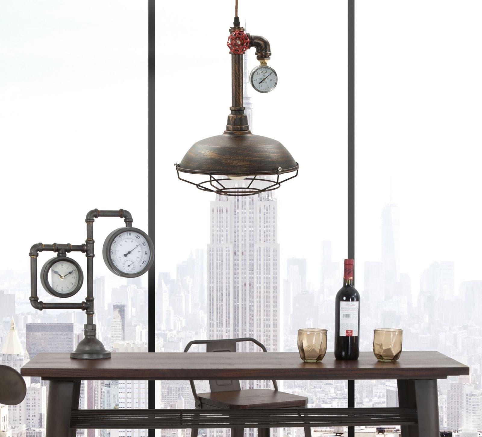 Lampadario "Manhattan" round in metallo stile tubatura per interni in Lampade a sospensione Decor Space - Altamura, commercioVirtuoso.it