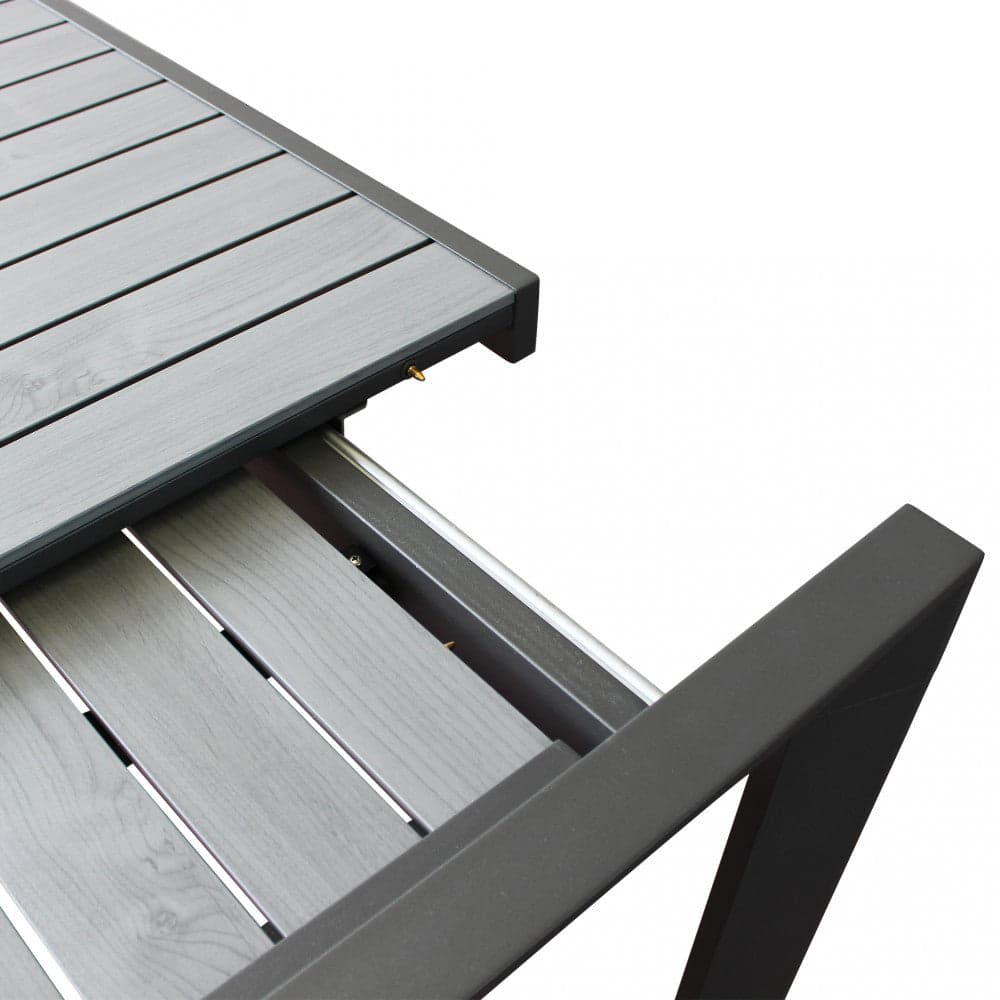 Tavolo in alluminio piano effetto legno "Bahia" allungabile per esterno e giardino 190/250 cm in Tavoli standard Decor Space - Altamura, commercioVirtuoso.it