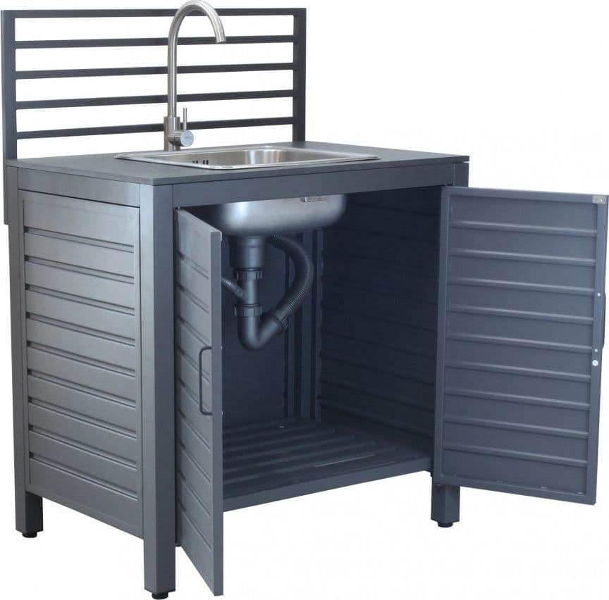 Modulo lavello cucina da esterno "Trinidad" struttura in alluminio con ante 90 cm in Vasca singola Decor Space - Altamura, commercioVirtuoso.it
