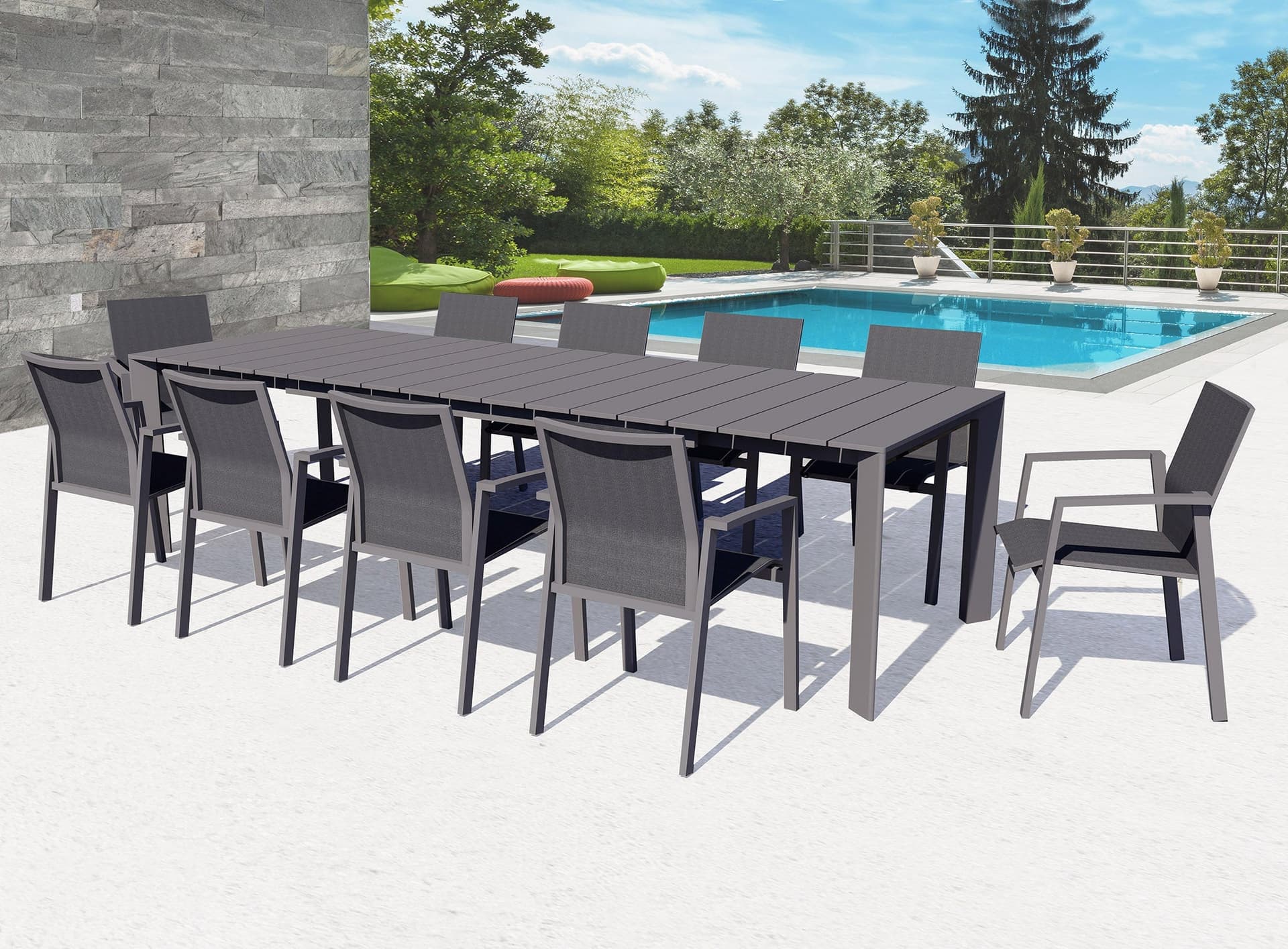 Tavolo "Barbados" allungabile telescopico per esterno e giardino, in alluminio 165/215 cm in Tavoli standard Decor Space - Altamura, commercioVirtuoso.it