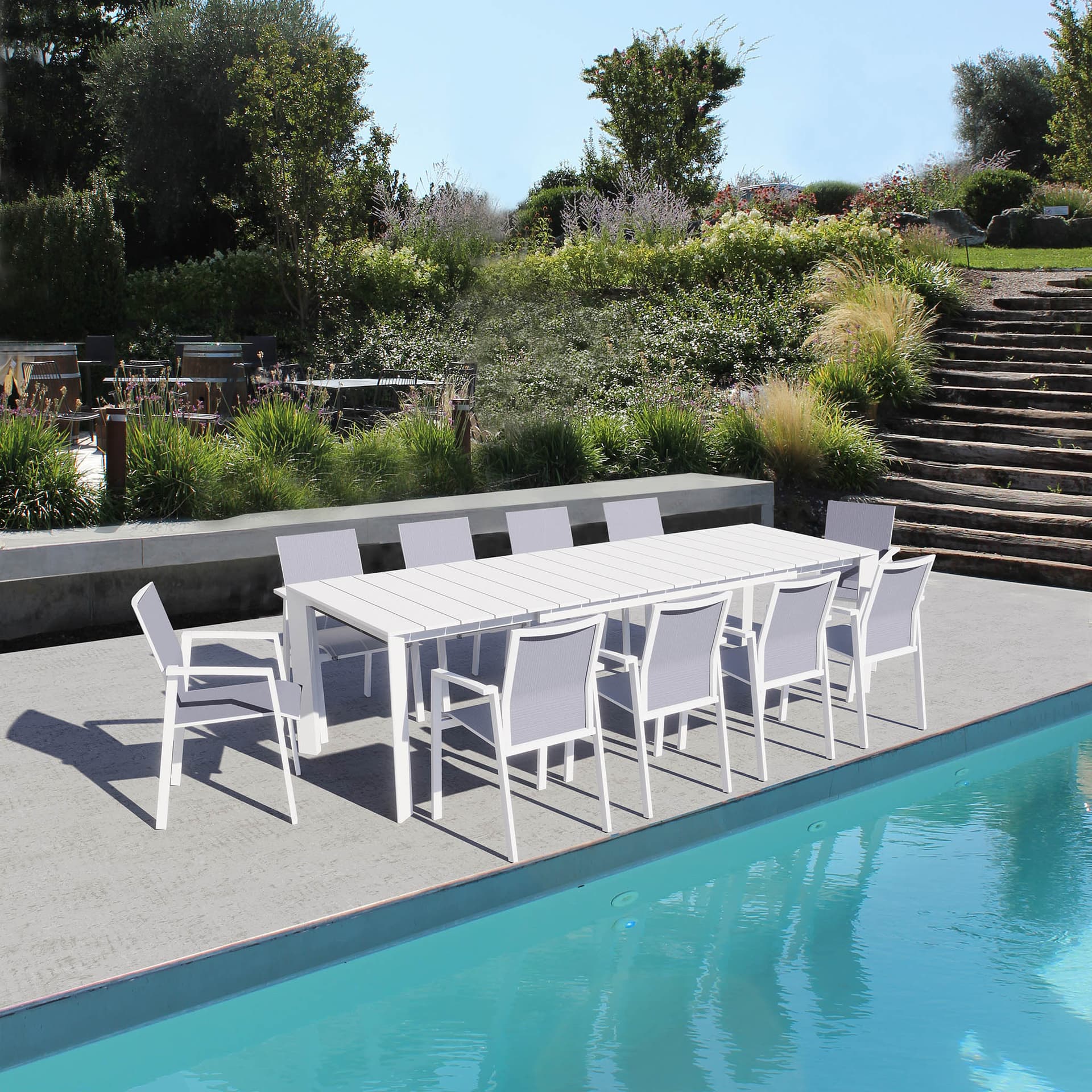 Tavolo "Barbados" allungabile telescopico per esterno e giardino, in alluminio 165/215 cm in Tavoli standard Decor Space - Altamura, commercioVirtuoso.it