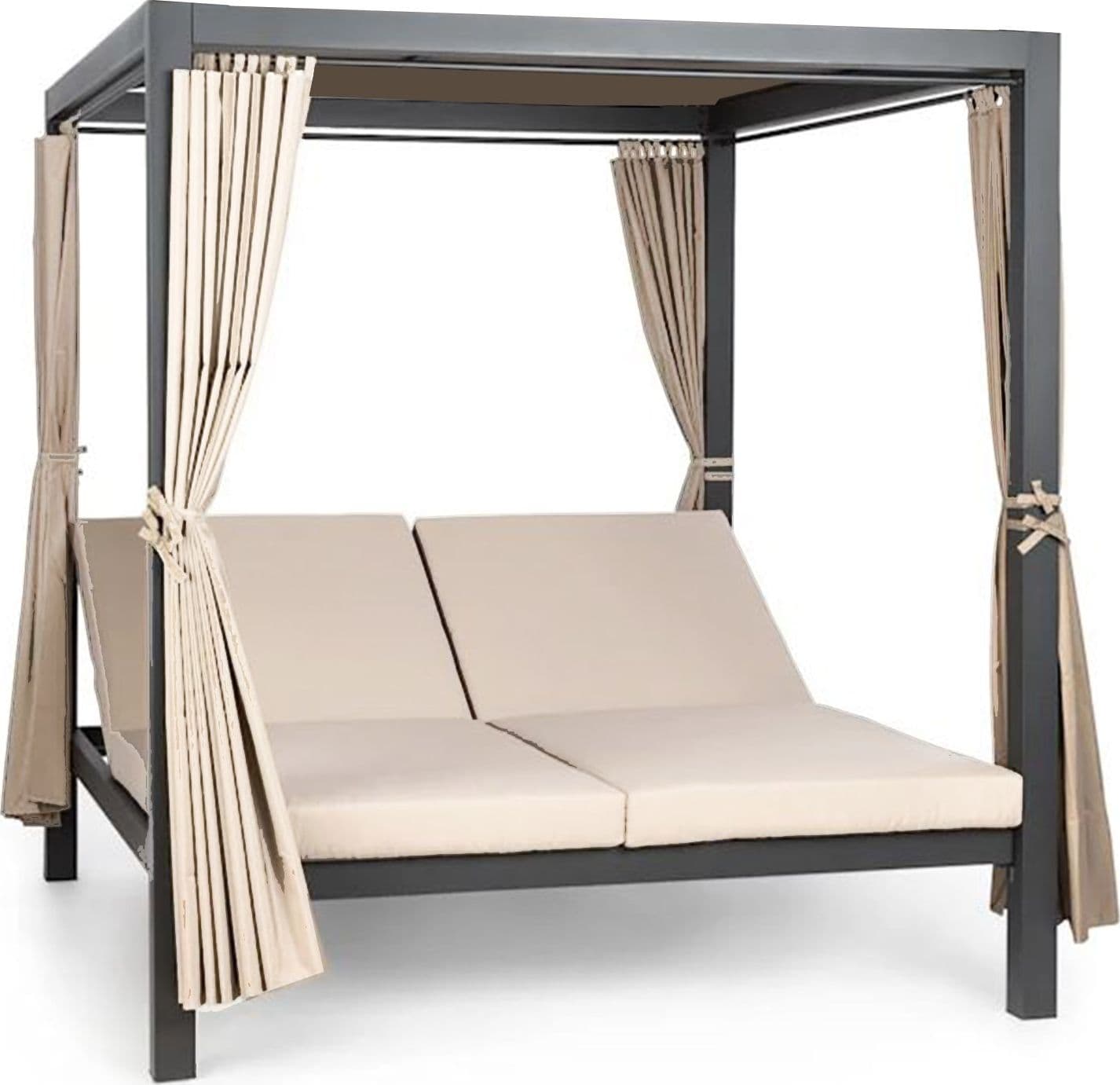 Lettino "Daybed Sleep" prendisole ad isola per giardino e piscina, baldacchino reclinabile con tende in Lettini Decor Space - Altamura, commercioVirtuoso.it