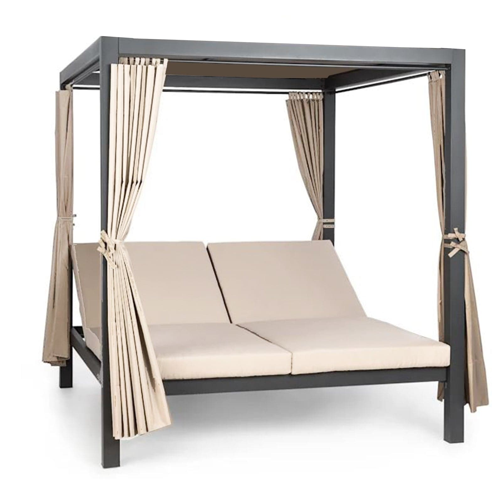Lettino "Daybed Sleep" prendisole ad isola per giardino e piscina, baldacchino reclinabile con tende in Lettini Decor Space - Altamura, commercioVirtuoso.it