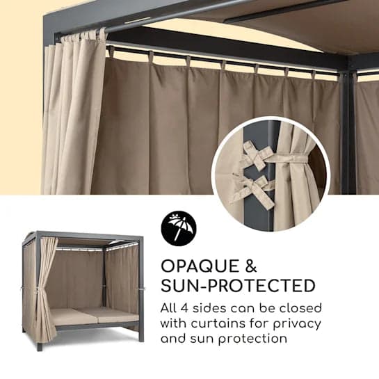 Lettino "Daybed Sleep" prendisole ad isola per giardino e piscina, baldacchino reclinabile con tende in Lettini Decor Space - Altamura, commercioVirtuoso.it