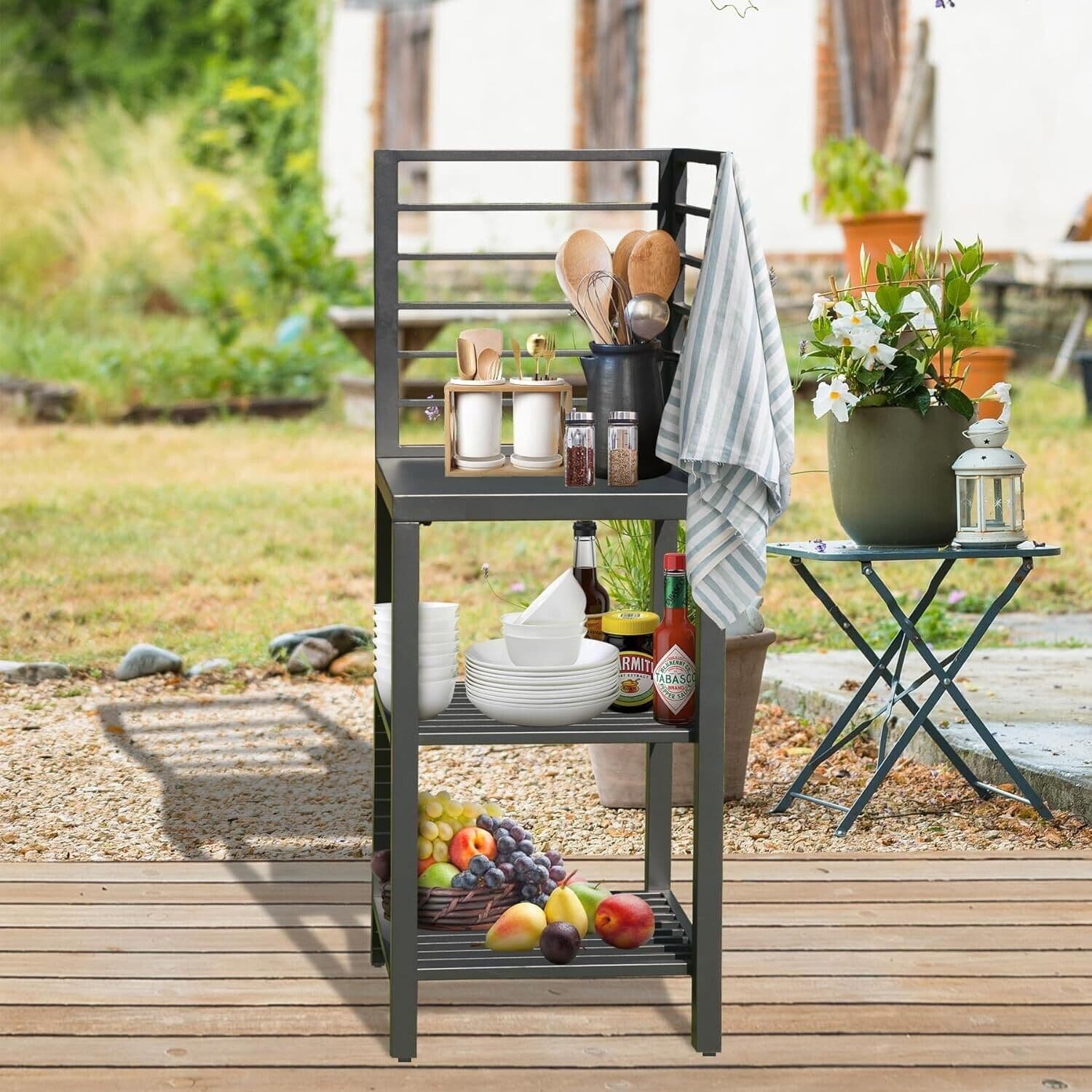 Modulo angolo cucina da esterno "Trinidad" struttura in alluminio antracite 62 cm in Mobili a muro Decor Space - Altamura, commercioVirtuoso.it