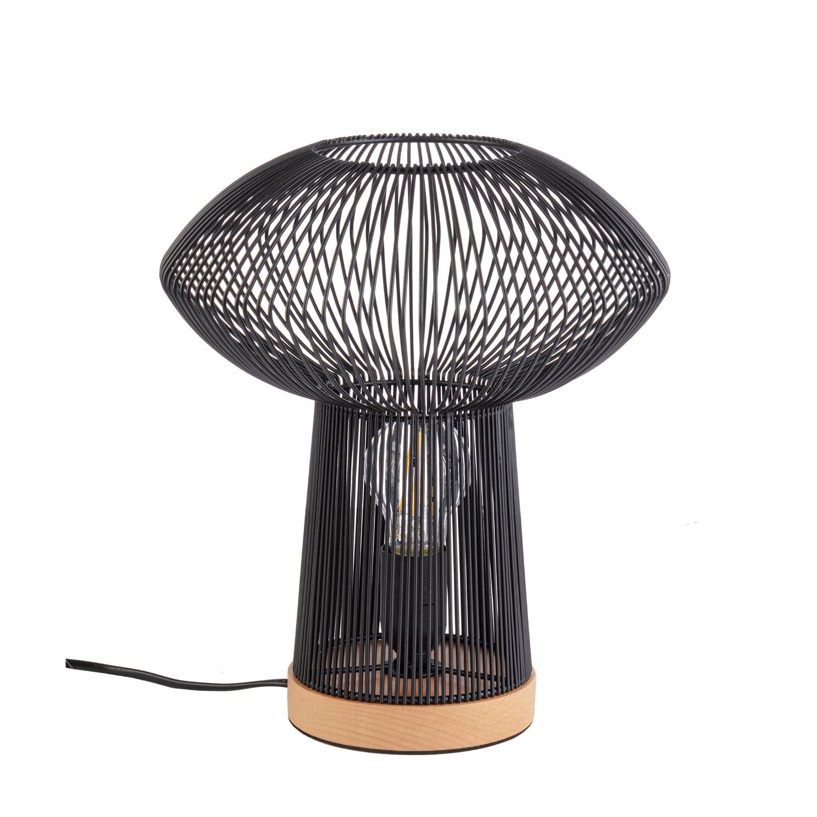 Lampada da tavolo "Ciad" in metallo e legno di faggio h 31,5 cm in Lampade da tavolo e abat-jour Decor Space - Altamura, commercioVirtuoso.it