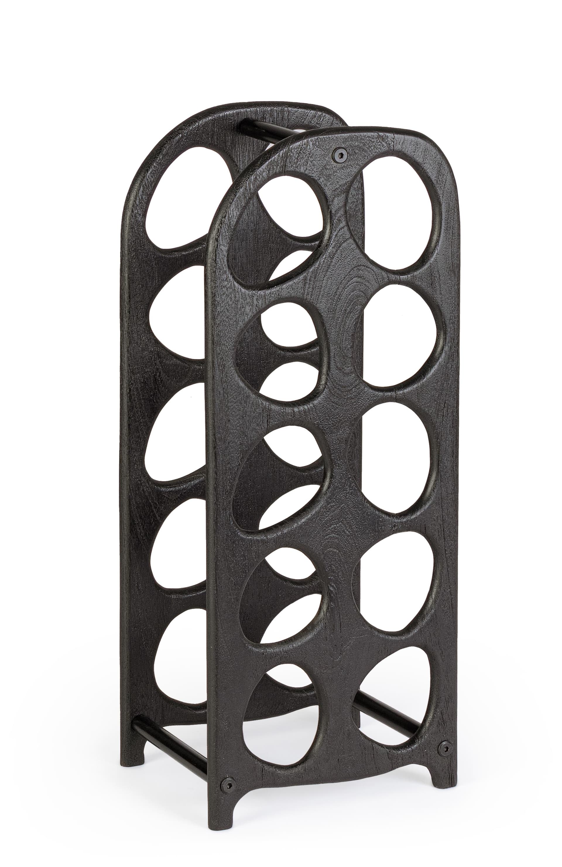 Porta bottiglie "Yukon" in legno di mango e suuporti in acciaio verniciato a polvere da assemblare h 67 cm in Porta bottiglie da vino Decor Space - Altamura, commercioVirtuoso.it
