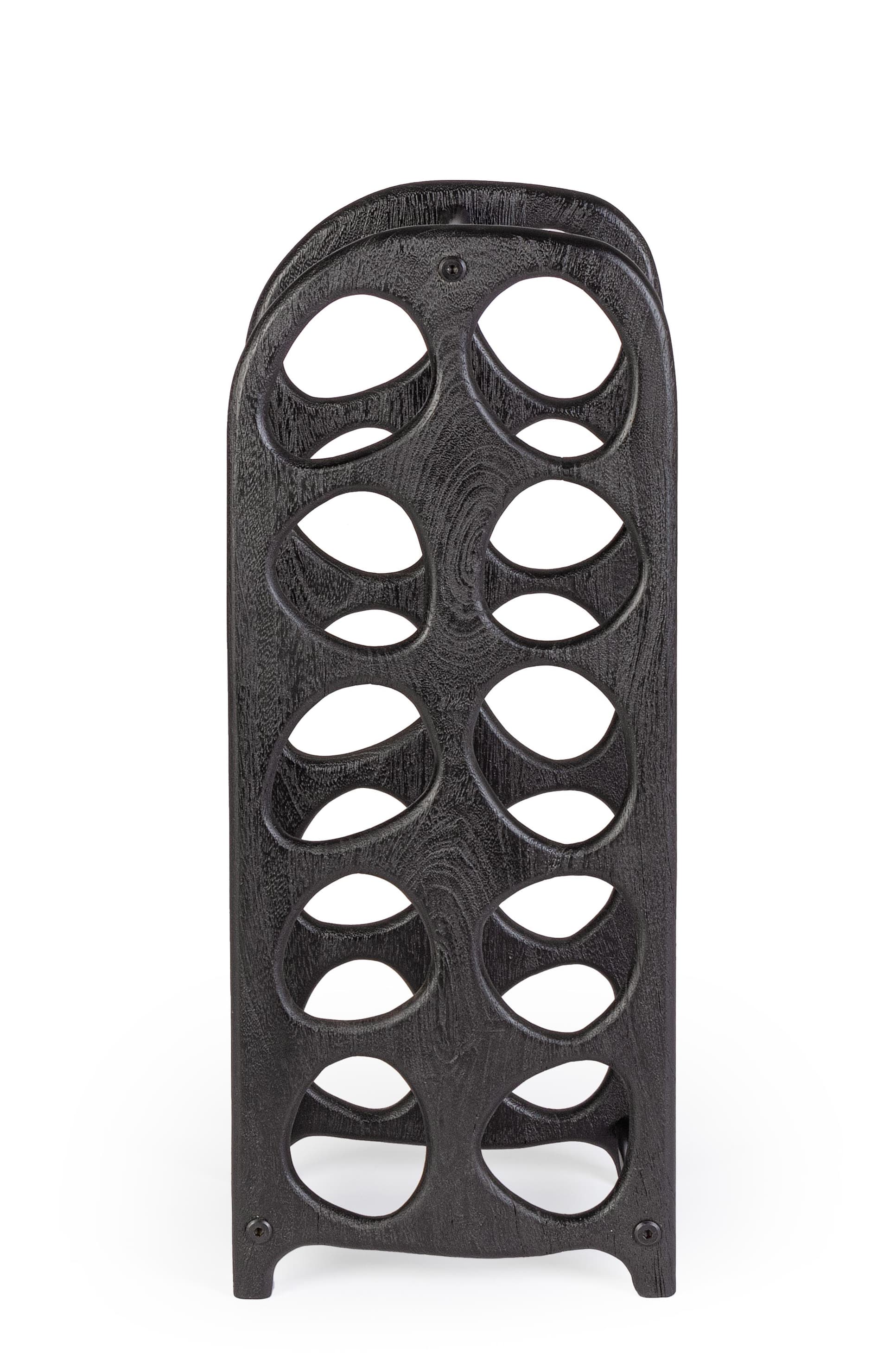 Porta bottiglie "Yukon" in legno di mango e suuporti in acciaio verniciato a polvere da assemblare h 67 cm in Porta bottiglie da vino Decor Space - Altamura, commercioVirtuoso.it
