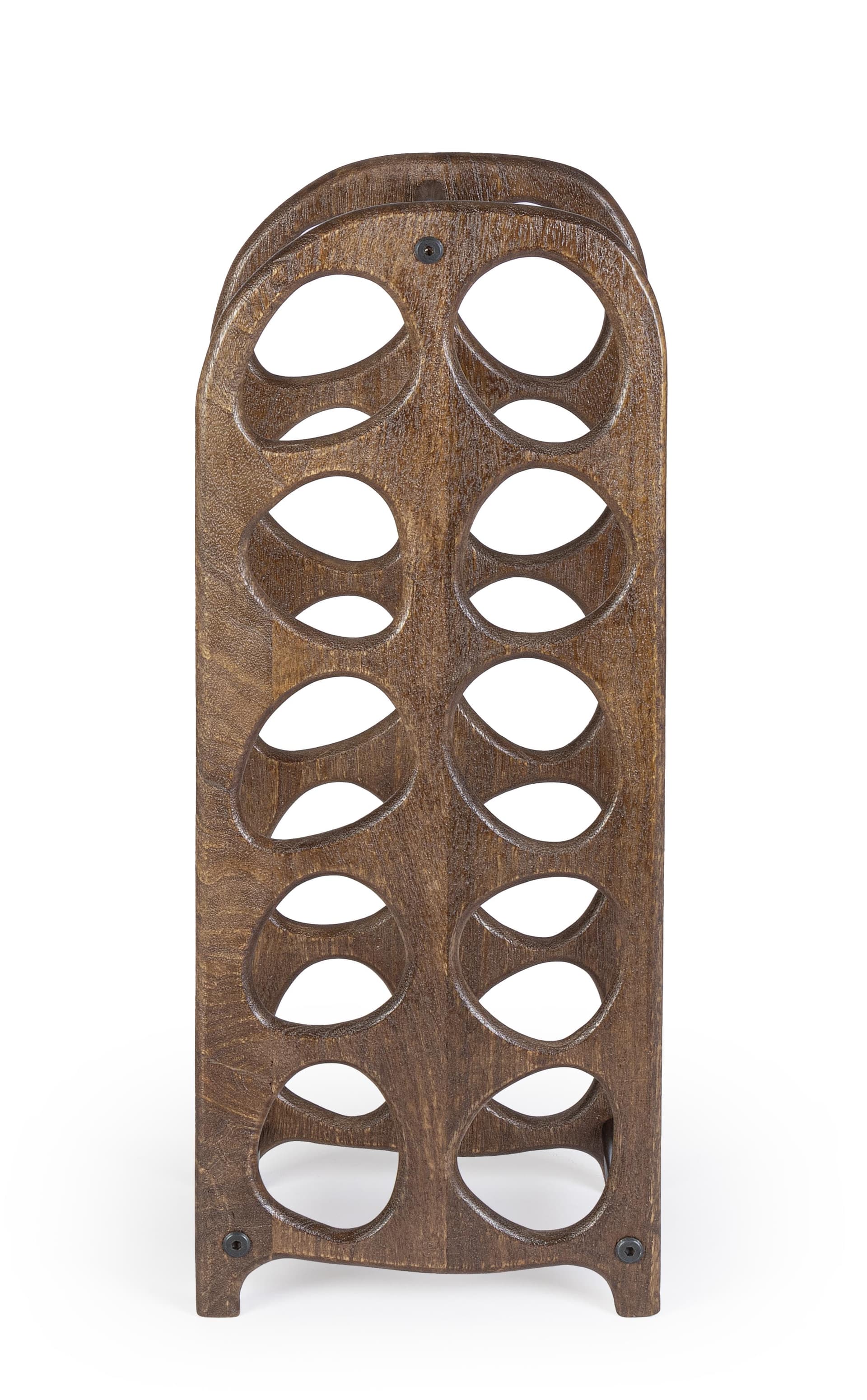 Porta bottiglie "Yukon" in legno di mango e suuporti in acciaio verniciato a polvere da assemblare h 67 cm in Porta bottiglie da vino Decor Space - Altamura, commercioVirtuoso.it