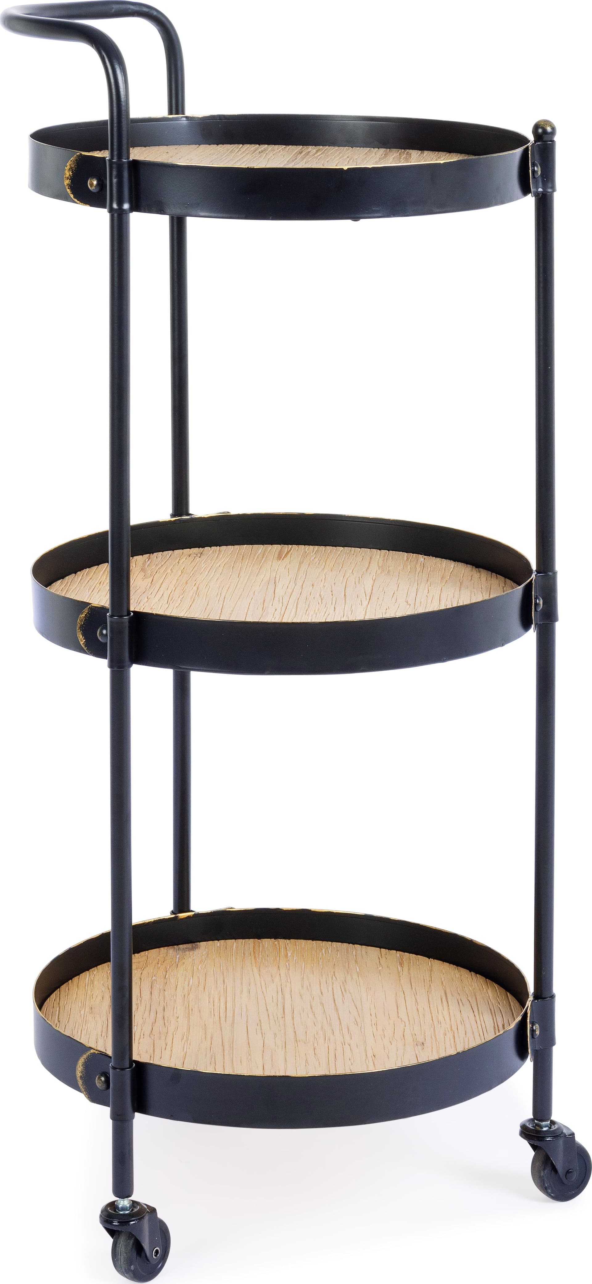Carrello "Jerrod" 3p in acciaio ripiani in mdf con finitura a base d'acqua h 95 cm in Unità di mensole Decor Space - Altamura, commercioVirtuoso.it