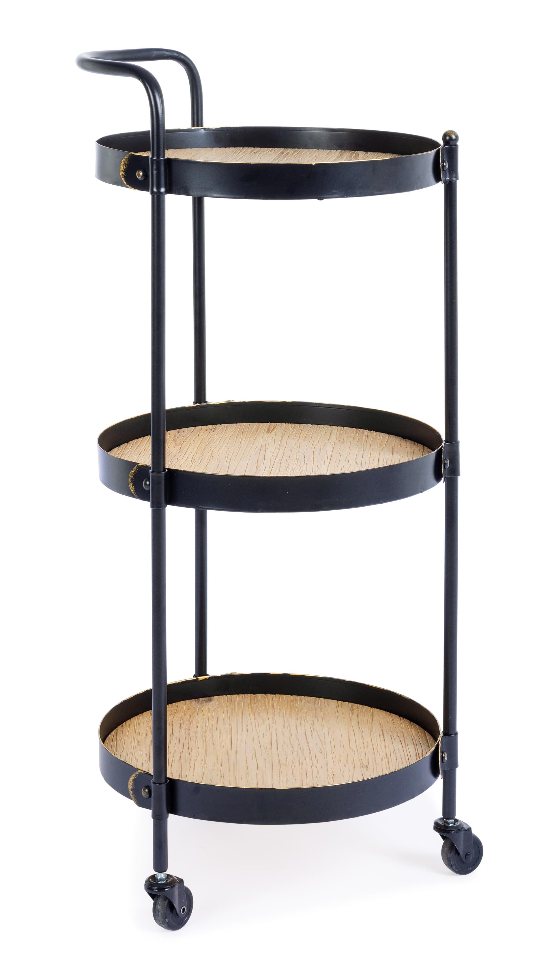 Carrello "Jerrod" 3p in acciaio ripiani in mdf con finitura a base d'acqua h 95 cm in Unità di mensole Decor Space - Altamura, commercioVirtuoso.it