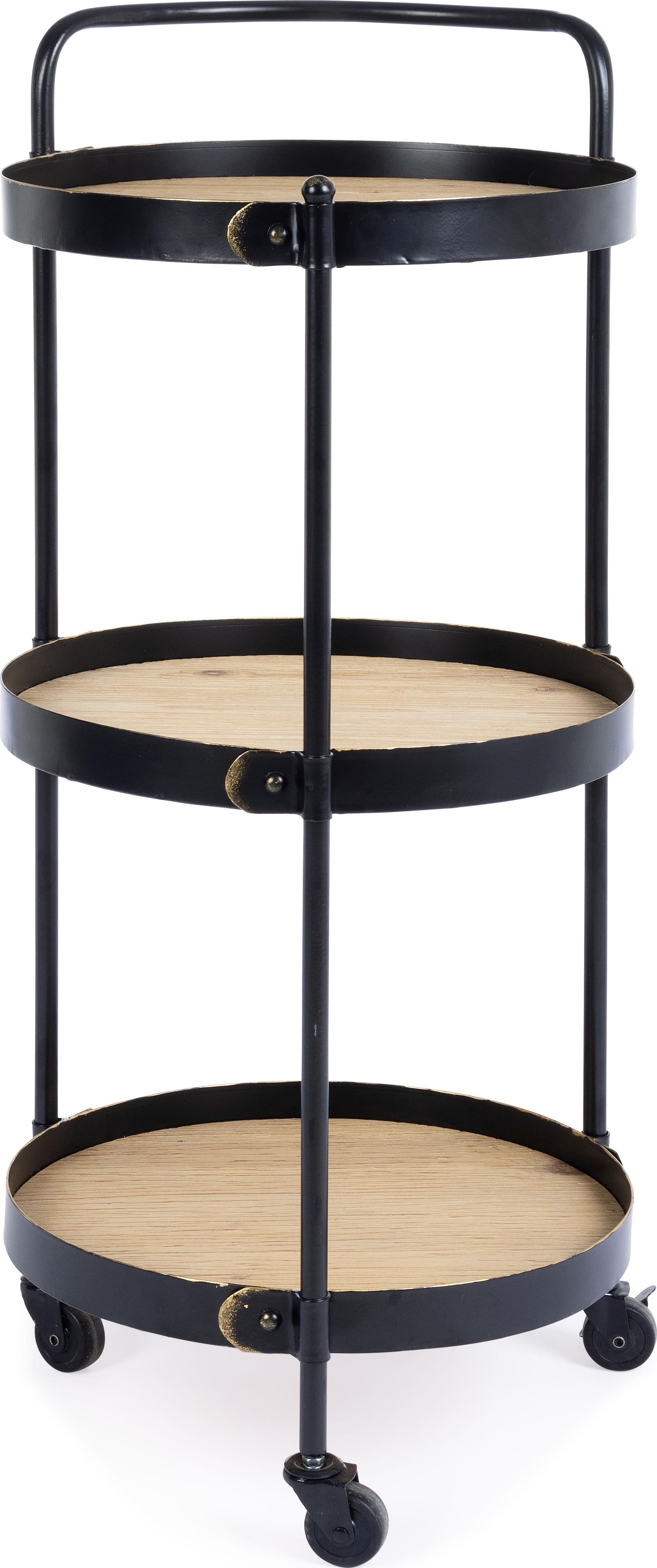 Carrello "Jerrod" 3p in acciaio ripiani in mdf con finitura a base d'acqua h 95 cm in Unità di mensole Decor Space - Altamura, commercioVirtuoso.it