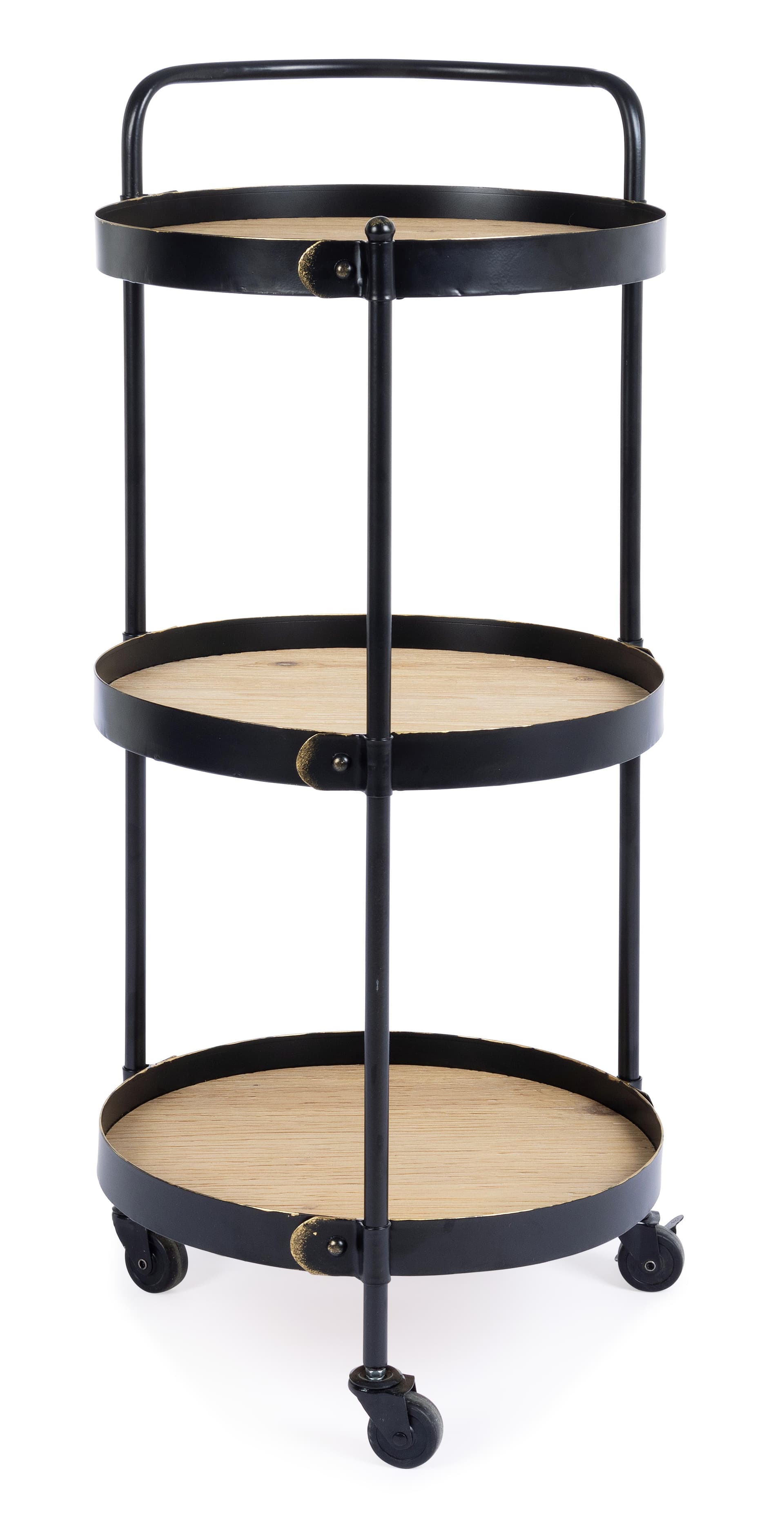 Carrello "Jerrod" 3p in acciaio ripiani in mdf con finitura a base d'acqua h 95 cm in Unità di mensole Decor Space - Altamura, commercioVirtuoso.it