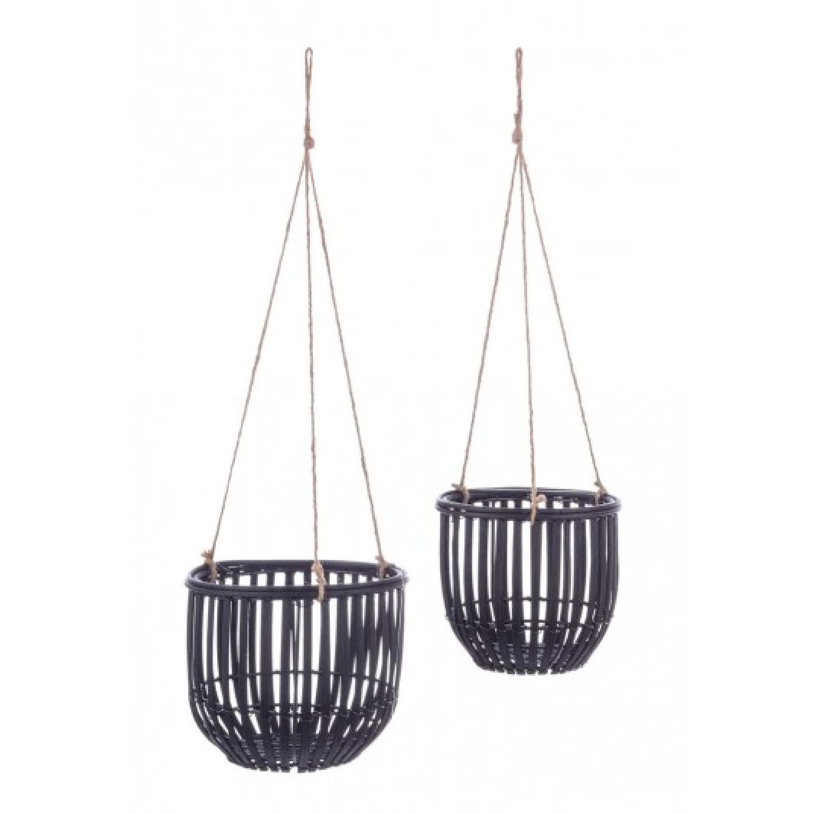 Set 2 cesta sospesa Kenzie tonda in legno di bamboo e corda da esterno in Vasi pensili Decor Space - Altamura, commercioVirtuoso.it