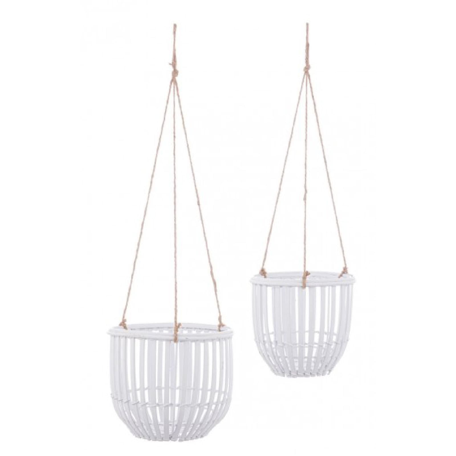 Set 2 cesta sospesa Kenzie tonda in legno di bamboo e corda da esterno in Vasi pensili Decor Space - Altamura, commercioVirtuoso.it