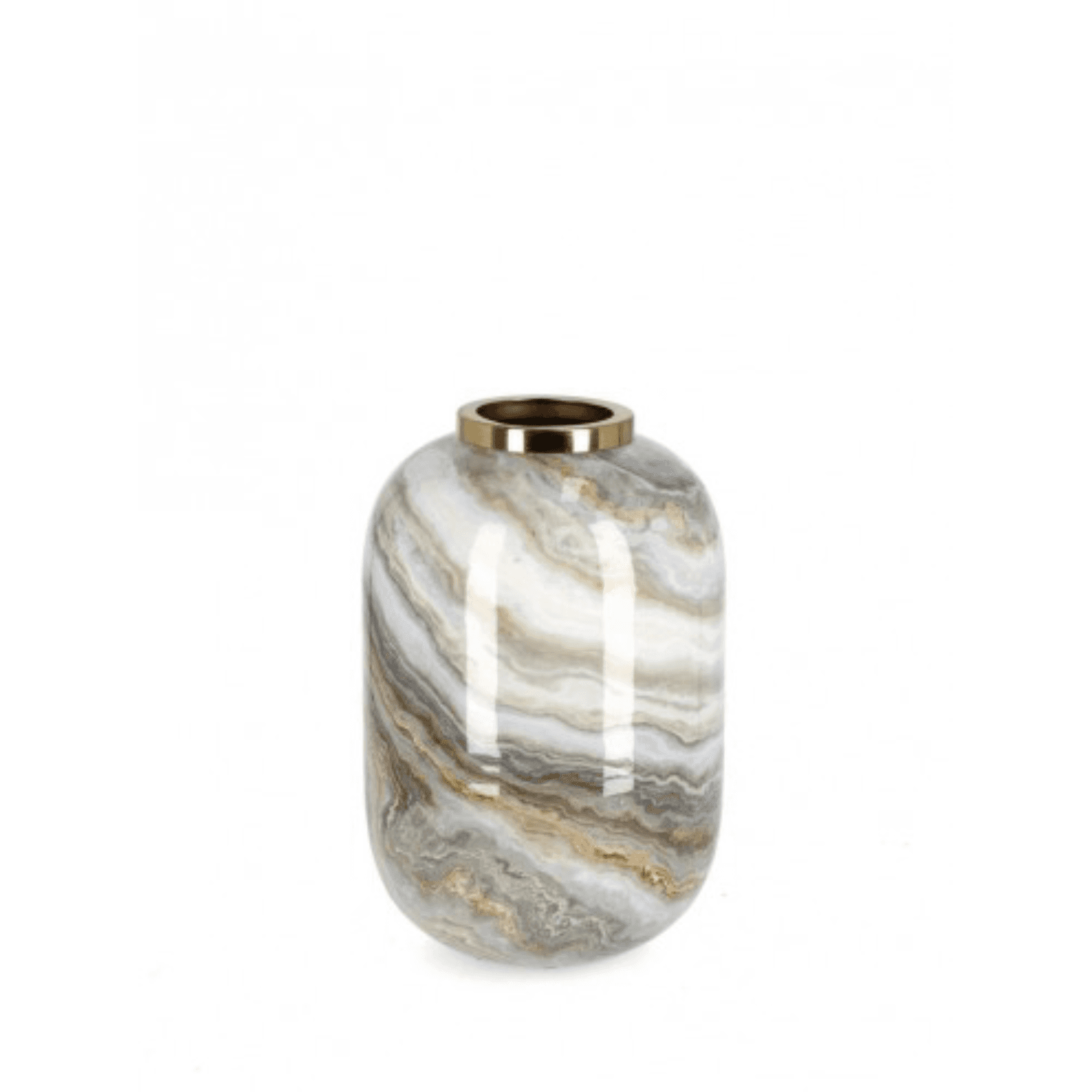 Vaso marsha tondo bianco grigio oro in metallo in Vasi Decor Space - Altamura, commercioVirtuoso.it