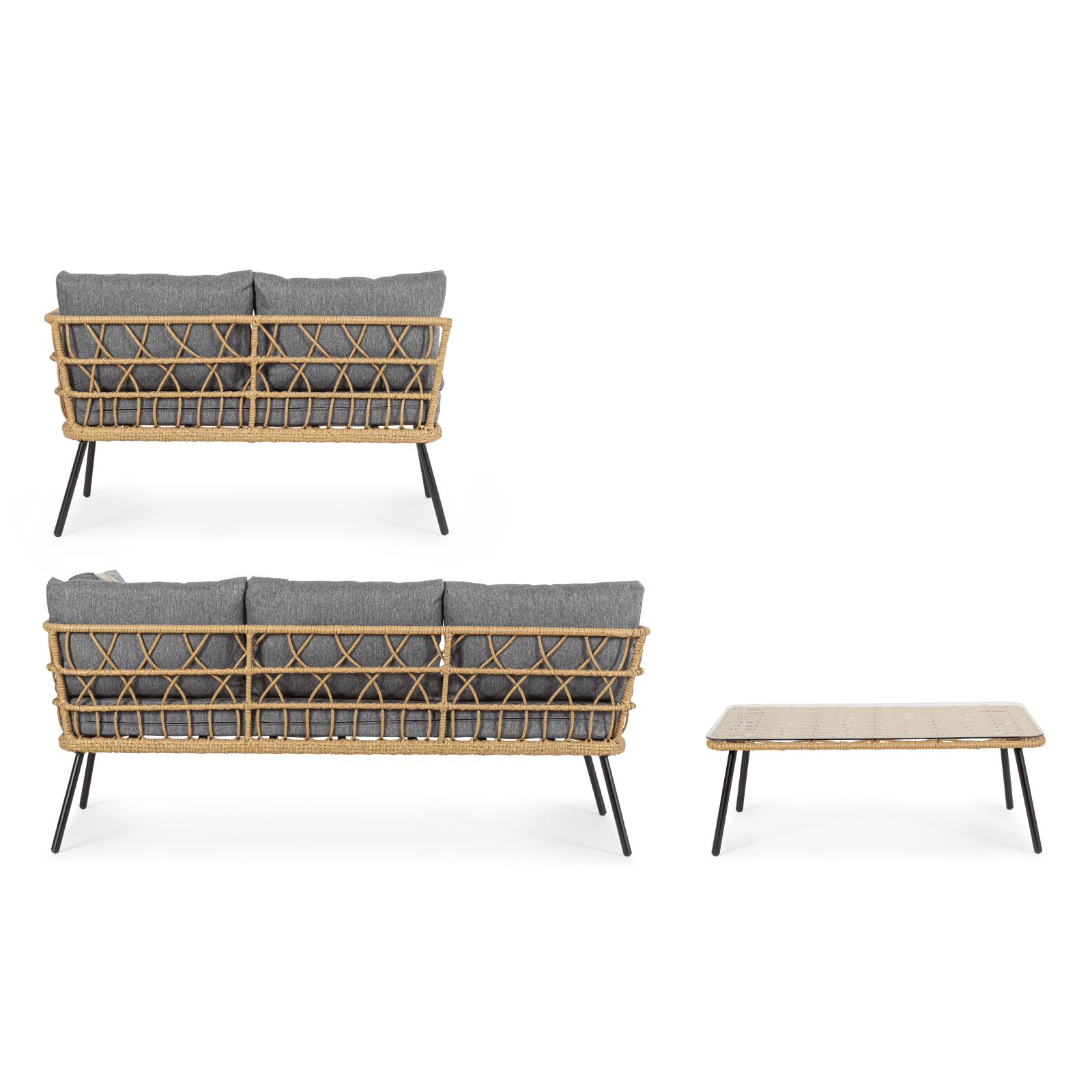 Salotto angolare "Burrel" con tavolino e divanetto, struttura in acciaio in Set di mobili Decor Space - Altamura, commercioVirtuoso.it